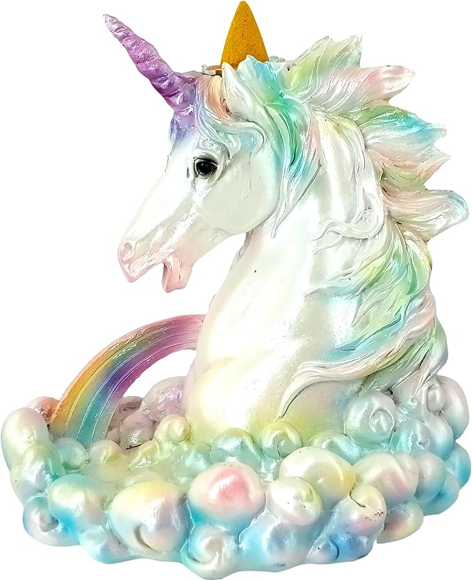 Fantasy Gifts Cloud Breathing Unicorn Backflow Burner – 5.5 x 5.75 Inch Fantasy Waterfall Décor Accent | Whimsical Unicorn Tabletop Decoration for Meditation & Home Décor