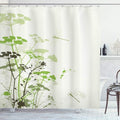 Ambesonne Dragonfly Shower Curtain, Minimalist Foliage and Herbs Illustration with Dragonflies Winged Insects Mystic, Cloth Fabric Bathroom Decor Set with Hooks, 69" W x 75" L, Beige Green