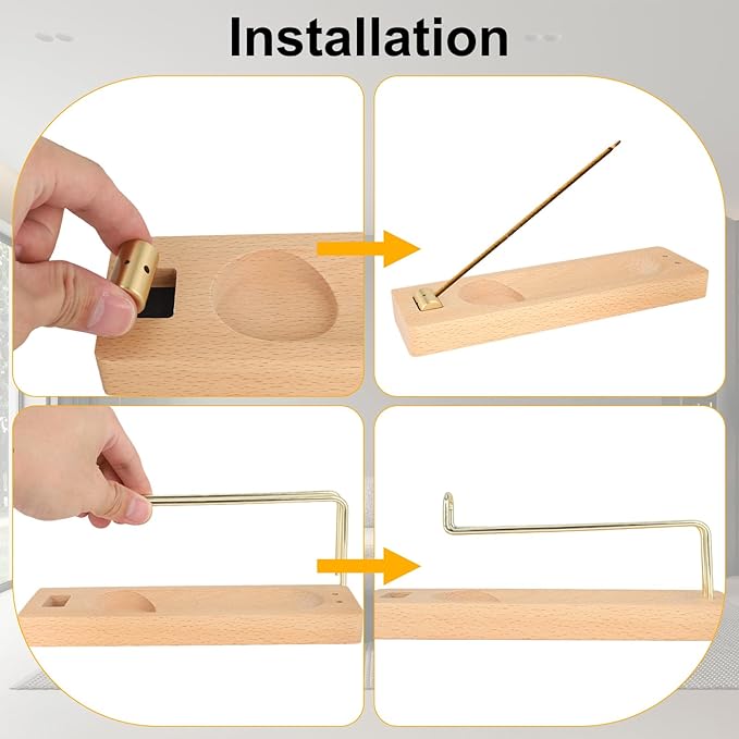 4 in 1 Palo Santo Sage Burner Holder, Wood Incense Sticks & Candle Holder for Burning for Yoga Smudging Lasting Burn Ash Catcher Home Decor & Gift Easy Installation