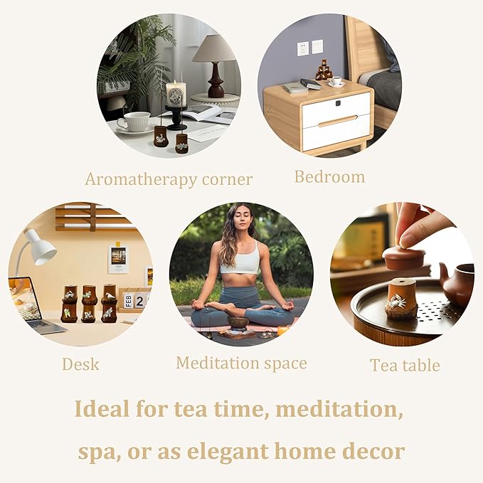 Bamboo Tea Pot Lid Incense Holder – Decorative Firing Stand for Home Decor, Yoga, Spa, Meditation, and Unique Decoration (Multicolor)