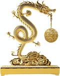 Golden Chinese Hanging Dragon Incense Burner for Sticks & Cones, 2 in 1 Brass Metal Censer with Ash Catcher, Easy to Clean with Brush, Elegant Incensario for Home Decor & Gift Box