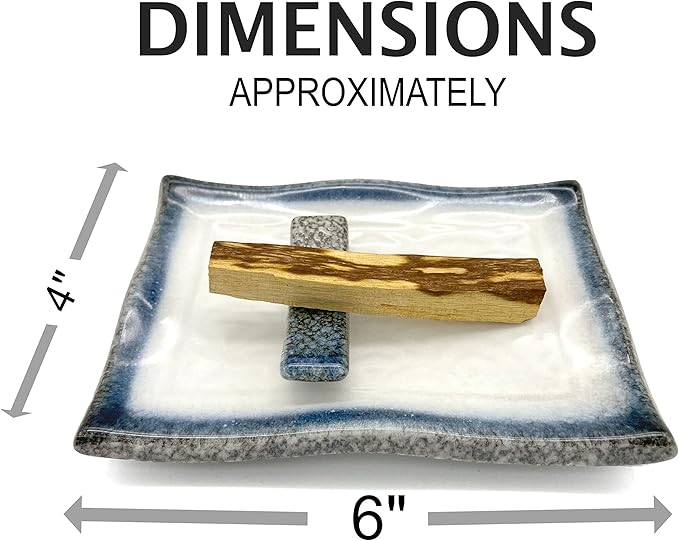 TOBOHU Skyline Rectangle Ceramic Palo Santo Holder, Wood Incense Stick Burning Bowl, Ceramic Burner for Palo Santo Sticks