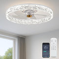FSZDORJ 20'' Ceiling Fan with Light and Remote, Low Profile Ceiling Fan with Light, Dimmable Flush Mount Ceiling Fan Light, 6 Speeds Fan, App&Remote Control, Fandelier Quiet Fan for Bedroom F098 White