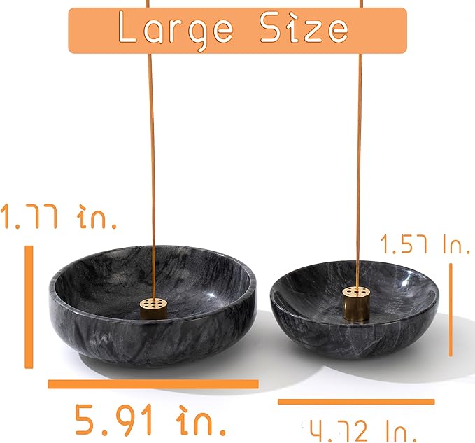 5.91 INCH Large Incense Holder, 6 in 1 Marble Incense Burner - Incense Holder for Sticks and Backflow Incense, Sage Sticks - Palo Santo Holder, Cone Incense, Candy Bowl, Mosquito Coil Holder