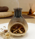 Mini Ceramic Palo Santo Holder for Incense Sticks, White Sage and Meditation Decor, Decorative Palo Santo Burner (Brown)