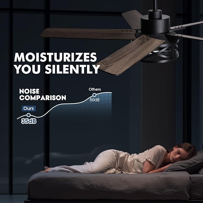 52 Inch Ceiling Fans with Lights and Remote Control, Low Profile Farmhouse Ceiling Fan for Bedroom Living Room and Patio, Black Caged Ceiling Fan for Indoor and Outdoor（NO BULBS）