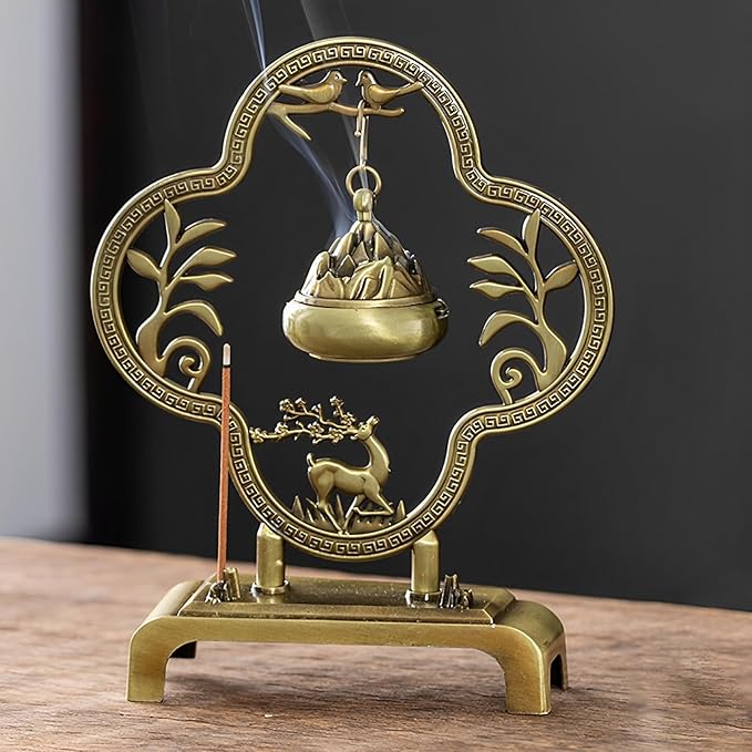 Deer Incense Holder,Mini Hanging Thurible Incense Burner Rack,Incense Holder for Sticks,Insence-Stick Holder,Bronze Colored,1 Piece