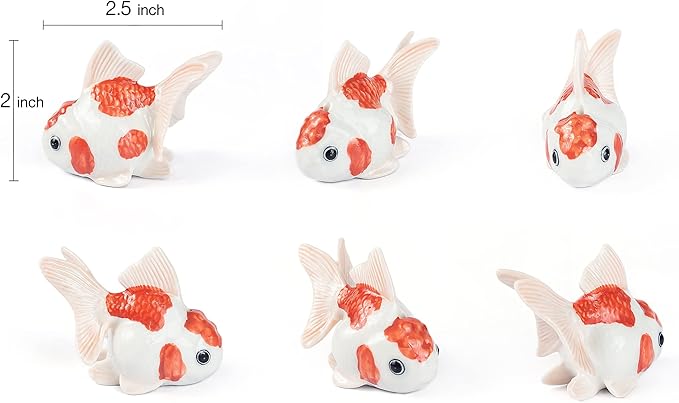 2½" White Red Orange Goldfish Fish Elegant Ceramic Incense Stick Holder Artistic Collectible Figurine for Adult Collectors Sophisticated Accent Gift Handcrafted Porcelain Home Decor