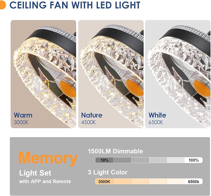 Mpayel 13" Low Profile Ceiling Fan with RGB Light - Modern Bladeless Flush Mount Ceiling Fan with Remote, Quiet DC Motor, 6 Speeds, 3CCT Dimmable LED Light for Kids Room, Bedroom & Bunk Beds