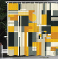 Ambesonne Yellow Shower Curtain, Abstract Modern Symmetric Vertical Lines and Geometric Shapes Paint Print, Cloth Fabric Bathroom Decor Set with Hooks, 69" W x 70" L, Orange Beige Dimgray