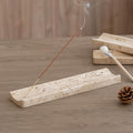 Marble Incense Holder Burner-Natural Stone Stick Incense Tray with Ash Catcher，20 Sticks & Brush - Elegant Decor for Meditation, Yoga, Home,Gift(Beige Travertine)