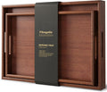Fibogollo Bamboo Set of 2 Serving Tray with Handles,Decorative Trays Platter,Breakfast Tray in Bed,Food Drinks Tray for Eating,Working,Storing(Brown)