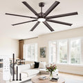 72" Industrial Ceiling Fans with Lights, Large Ceiling Fan with 3CCT, 8 Reverisble Aluminum Blades, Quiet DC Motor, 6-Speed Remote, Indoor/Outdoor Ceiling Fans for Patios/Garage/Porch, Oil bronze