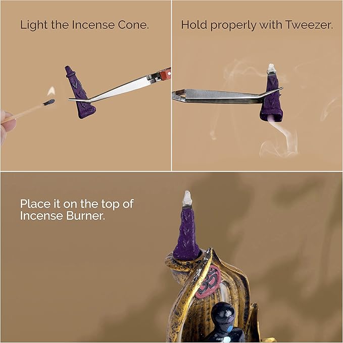 Backflow Natural Incense Waterfall Cones Unique Shape for Backflow Incense for Prayer, Meditation, Relaxation Burner Holder (25 pcs) (Lavender, Square Pyramid)
