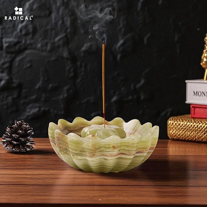Radicaln Marble Incense Holder 5.5" Inches Green Handmade Incense Stick Holder for Palo Santo, Ideal Marbles Ashtray & Incense Holder Marble for Bedroom