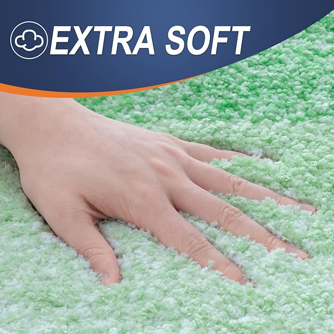 OLANLY Bathroom Runner Rugs Mat 47x17, Extra Soft Absorbent Microfiber Bath Rugs, Rubber Backing, Quick Dry, Washable Long Bath Mats for Bathroom Floor, Tub and Shower, Home Decor Accessories, Green