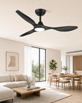 Roomratv 42 Inch BLack Ceiling Fans with Lights, Remote Control,Reversible DC Motor,Dimmable,6 Speeds,Ultra Quiet,3 Blade Ceiling Fans for Bedroom,Living Room,Indoor Outdoor Patio