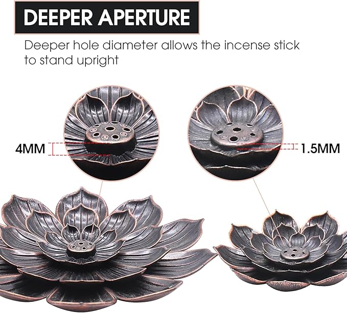 Incense Burner, Lotus Incense Holder for Sticks, 6" Ash Catcher Catch All Ashes, Detachable Incense Burner Holder, Easy Clean for Meditation Yoga Relaxation, Home Decor, Zinc