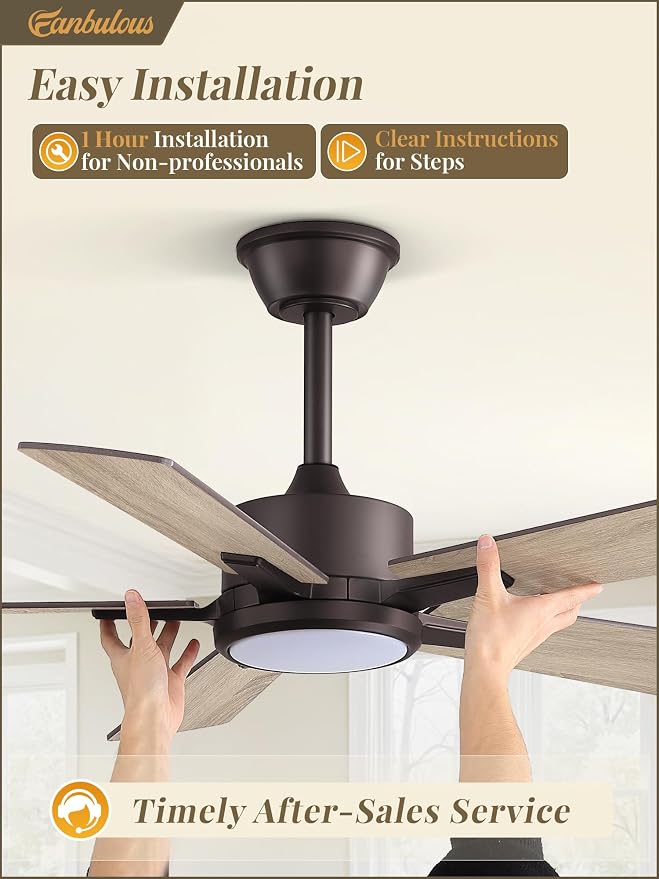 Fanbulous 42 Inch Ceiling Fans with Lights and Remote, Stepless Color Temperature Change & Dimmable 20W LED Ceiling Fan, 6 Speeds Reversible Quiet DC Motor for Bedroom, Living Room, Oil Bronze