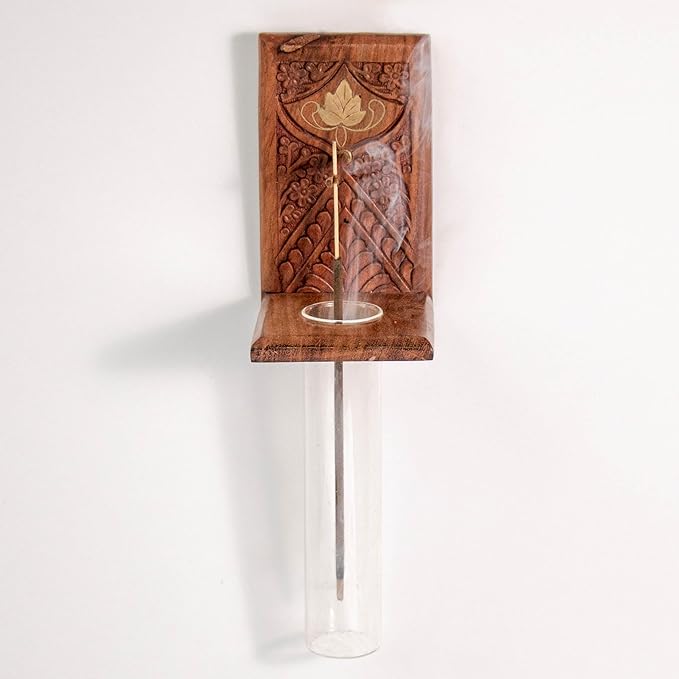 Handcrafted Wooden Unique Inverse Incense Holder with Efficient Ash Catcher Testube Design – Ideal Gift Option, Yoga Spaces, spa Corners, Altar Tables, and Mindful Living