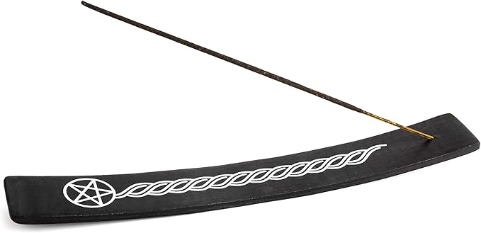 Incense Garden Wooden Incense Holder for Sticks Pentacle Black Painted Wood 10 inches Long