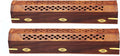 Sheesham Wood Incense Burner Holder – 2 Pack Handcarved Coffin Style Evil Eye Inlay Incense Box - Hidden Storage & Ash Catcher – Aromatherapy Incense Stick & Cone Burner - 12x2x2 – COTTON CRAFT