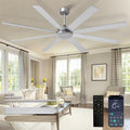 Depuley Large Ceiling Fan without Light: 72 Inch Indoor/Outdoor Fan Reversible DC Motor 6 Speed - Dual 8 Blades Big Ceiling Fans with No Light for Living Room Covered Patio, Silver