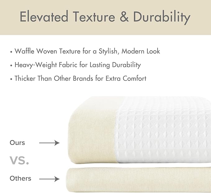 Madison Park Shower Curtain Spa Waffle Weave Extra Long Shower Curtain for Bathroom 3M Scotchgard Moisture Management, Spa Quality Modern Shower Curtains for Bathroom, Extra Long: 72"x84" Cream
