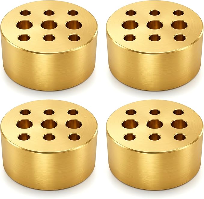 4 Pack Incense Cone Holders, Brass Incense Holder, Burner Stick Holder with 9 Holes, Incenses Stand Base for Yoga Spa Room Home Office(Gold)