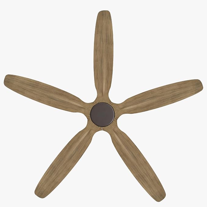 WINGBO 54" Flush Mount Ceiling Fan No Light - 5 Carved Solid Wood Blades, 6-Speed Reversible DC Motor, Dimmable, 3CCT, Low Profile Ceiling Fans without Lights for Bedroom Living Room, Charcoal Gray