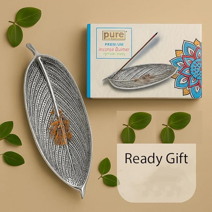 Pure Source India Aluminum Agarbatti Stand New Year Gifts (10 x 3.25 x 2 inch, Silver)