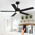 Conciseer Modern Ceiling Fans with Lights,52 Inch Ceiling Fans with Remote for Bedroom Living Room Kitchen, 18W 6CCT Dimmable，5 Blades 6 Speed Reversible Quiet DC Motor Black