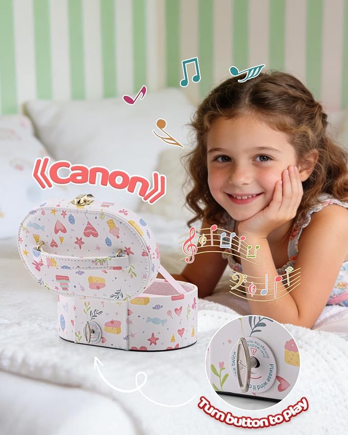 VLANDO Musical Jewelry Box for Girls - Birthday for Girls Ages 4 5 6 7 8-12 Year Old - Kid Music Box with Ballerina for Birthday Bedroom Decor - Fantasy