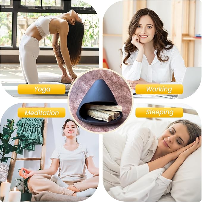Handcrafted Palo Santo Burner Holder - Ceramic Incense Holder Burner- Palo Santo Chimney Smudge Bowl for Sage, Copal -Perfect Anxiety Relief Gift for Women, Zongzi Style, Black