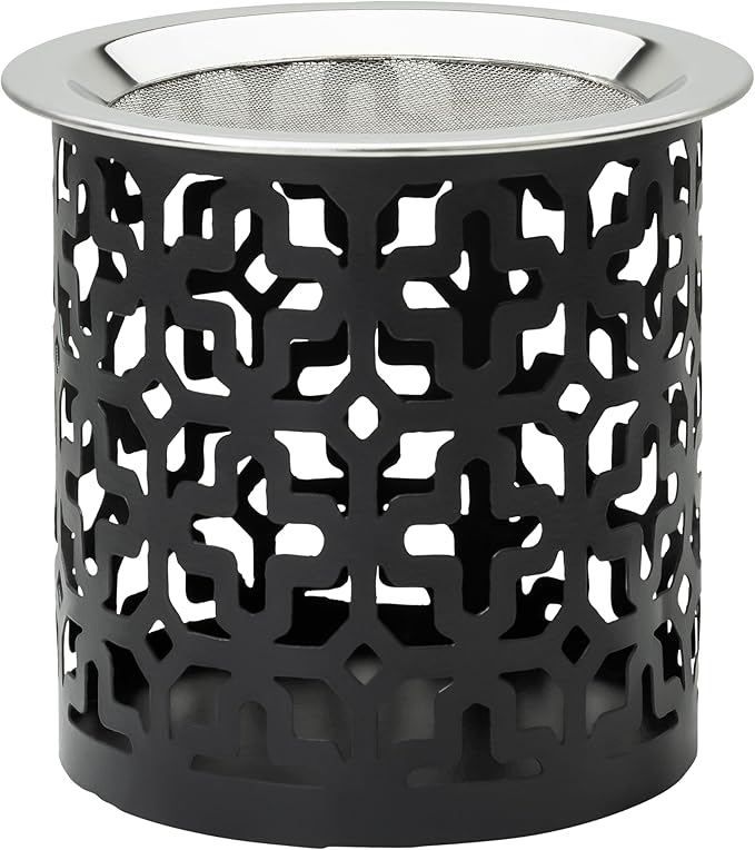 Black Iron Incense Burner with Sieve Height 3.15 inch [Handmade] for Burning Incense with a Tealight