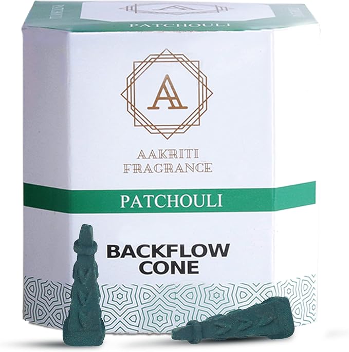 Backflow Natural Incense Waterfall Cones Unique Shape for Backflow Incense for Prayer, Meditation, Relaxation Burner Holder (25 pcs) (Patchouli, Square Pyramid)
