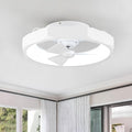 Low Profile White Ceiling Fans with Lights and Remote - 20" Flush Mount Ceiling Fan Bedroom, 3000-6000K Dimmable Fandelier LED Fan Light, 6 Wind Speeds, Modern Ventilador de Techo