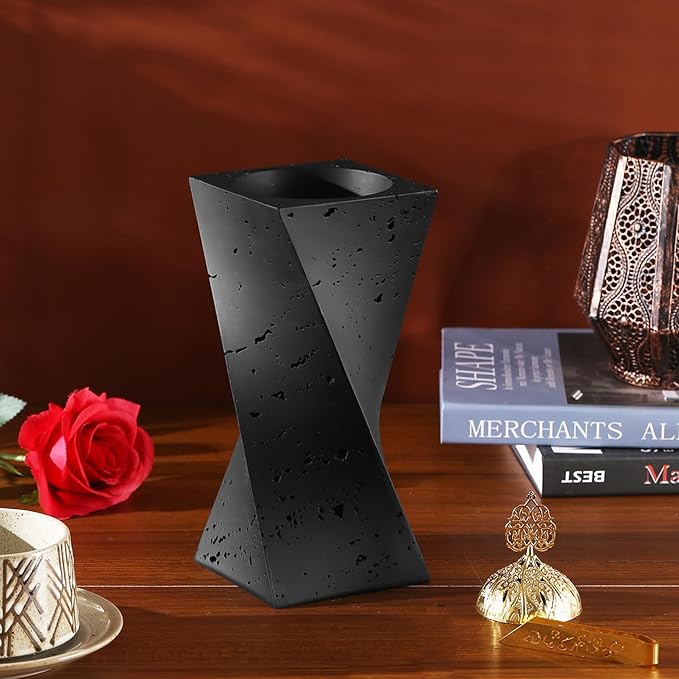 TERSCHELLING Frankincense Resin Incense Burner, Bakhoor Burner,10.62Inches Tall Incense Censer,Charcoal Incense Burner for Yoga, Spa Aromatherapy, Office and Home Decor(Black)