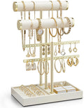 VLANDO 3 Tier Bracelet Holder Display, Leather Jewelry Holder Display for Women, Detachable Jewelry Stand for Bracelet, Necklace, Earrings, Rings - Beige