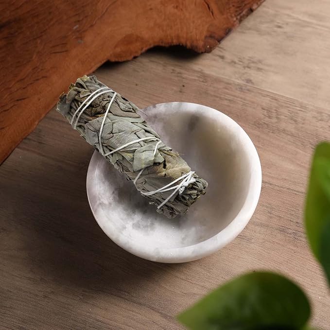 Koville African Natural Marble Incense Holder, 5inch Incense Holders for Sticks, Sturdy Incense Burner Ideal for Meditation and Relaxing, Easy to Clean(Grigio Fantasy)
