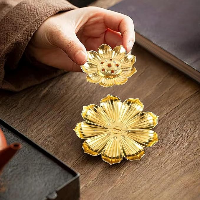 60 Pcs Alloy Incense Holder, Incense Burner, Incense Holder for Sticks with Detachable Ash Catcher Lotus Shape Incense Stick Holder for Home Décor