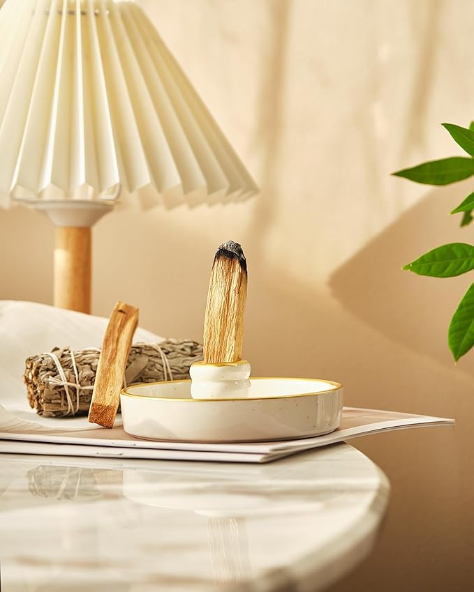 Palo Santo Holder, Incense Holder for Palo Santo Sticks, Ceramic Incense Burner, Scent Wood Stand and Ash Catcher, Simple, Sturdy and Well Made