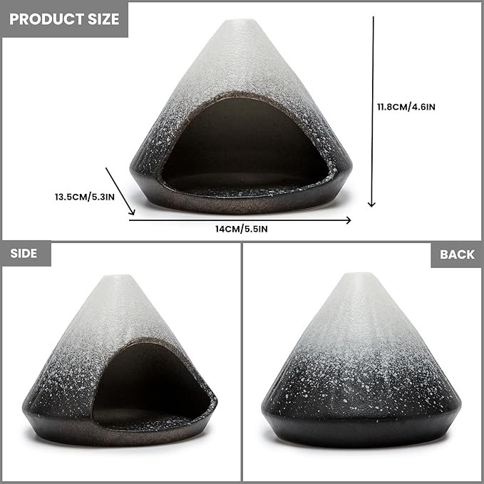 Palo Santo Holder, Mini Ceramic Zongzi Chimenea for Sage/Sticks/Cone, Modern Incense Burner for Yoga, Meditation, Energy Cleansing-Smudge Bowl with Ash Catcher, Anxiety Relief Gift to Women