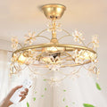 Depuley Bedroom Ceiling Fan with Lights: 20" Gold Chandelier Small Fan with Remote Control - Modern Flower Fandelier for Girl's Bedroom Living Room Kitchen