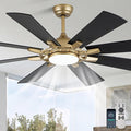 Bella Depot 60" Black and Gold Ceiling Fan with Light & Remote | Dimmable LED Light, 3CCT, 6-Speed Quiet Reversible DC Motor, Timer, Modern Indoor Ceiling Fan for Bedroom Living Room Patio