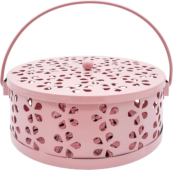 Mosquito Coil Holder, Portable Mosquito Coil Burner, Suitable for Indoor and Outdoor Camping (Pink)