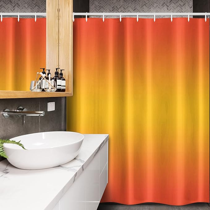 Ambesonne Ombre Stall Shower Curtain, Tropical Sunset Seasons of The Year Inspired Summer Themed Design Modern, Fabric Bathroom Decor Set with Hooks, 54" W x 78" L, Orange Yellow