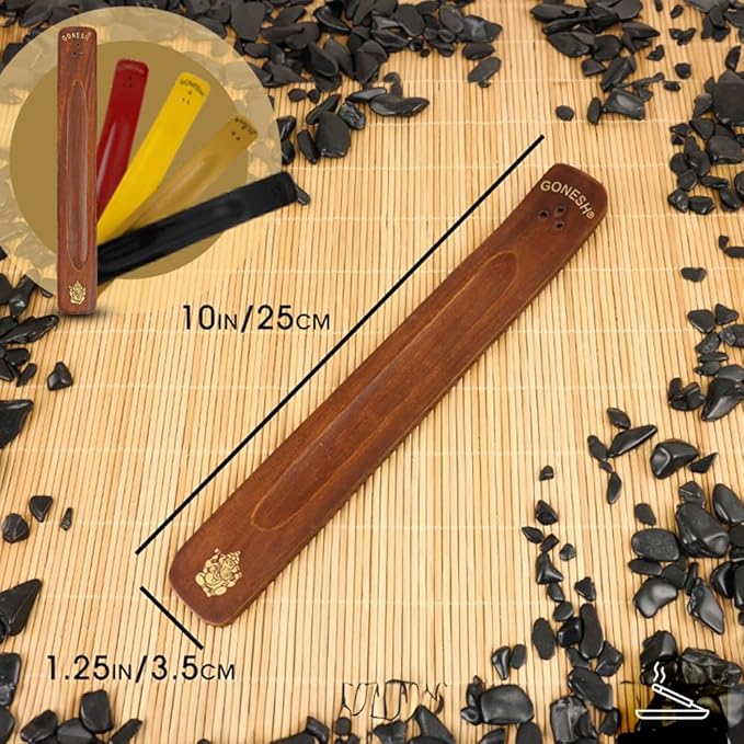 Gonesh - Incense Holder - Modern Home Decor - Wood Incense Burner - Black - 10” x 1.25”