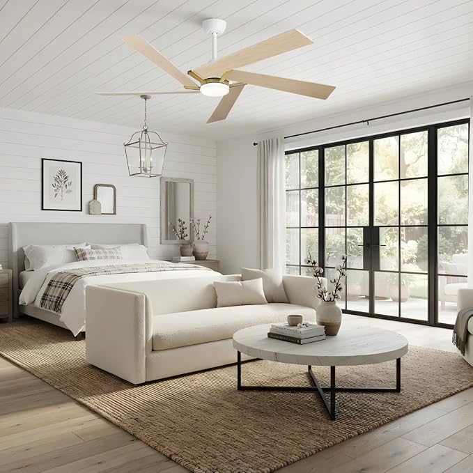 Ceiling Fans with Lights and Remote (Modern White, 60 inch)