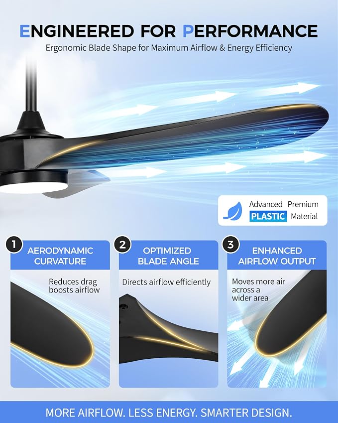 JAZAVA 70'' Coastal Grade Ceiling Fan with Light and Remote, Corrosion Resistant Indoor Outdoor Fan, Quiet DC Motor, 3CCT Dimmable LED, 3-Blade Fan for Living Room, Great Room, Patio, ZCCF08BK-70